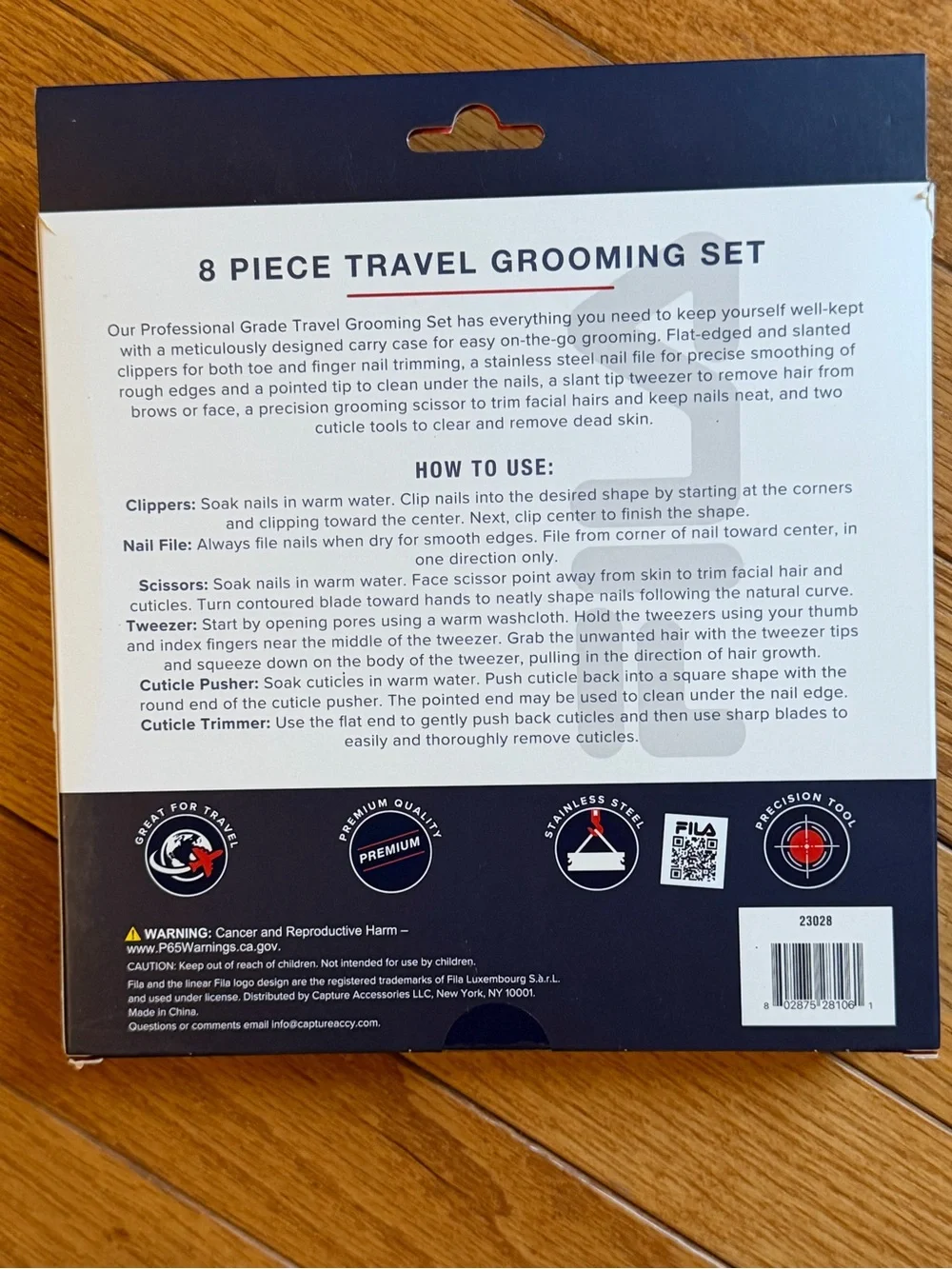 Fila Navy and White 8-Piece Travel Grooming Set